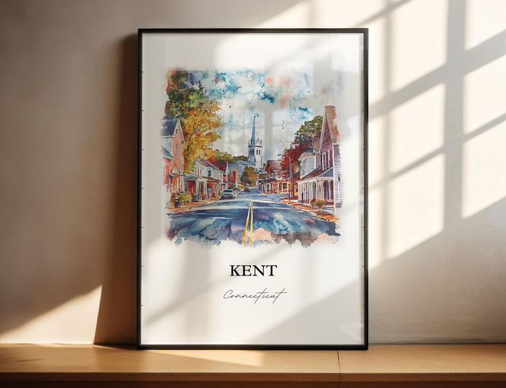 Kent Connecticut Wall Art, Litchfield County Print, Connecticut Watercolor Art, Kent CT Gift, Travel Print, Travel Poster, Housewarming Gift