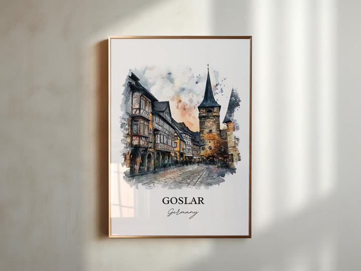 Goslar Germany Wall Art, Harz Mountains Print, Germany Watercolor Art, Goslar Gift, Travel Print, Travel Poster, Housewarming Gift