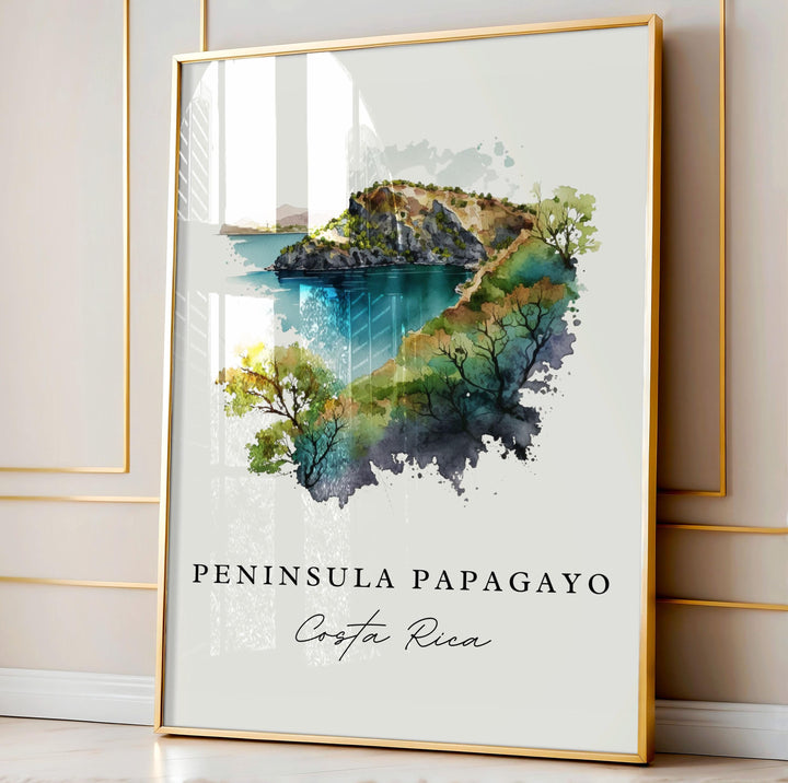 Peninsula Papagayo wall art - Costa Rica, Papagayo poster, Guanacaste CR Wedding gift, Birthday present, Custom Text, Personalised Gift