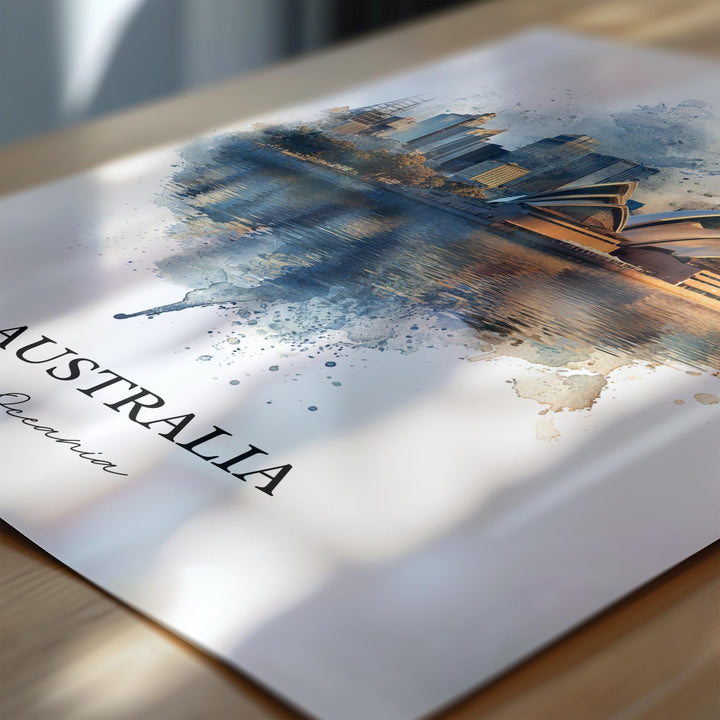 Australia Wall Art, Sydney Print, Australia Watercolor Art, Australia Gift, Travel Print, Travel Poster, Housewarming Gift
