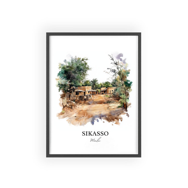 Sikasso Mali Wall Art, Mali Africa Print, Mali Watercolor Art, Sikasso Mali Gift, Travel Print, Travel Poster, Housewarming Gift