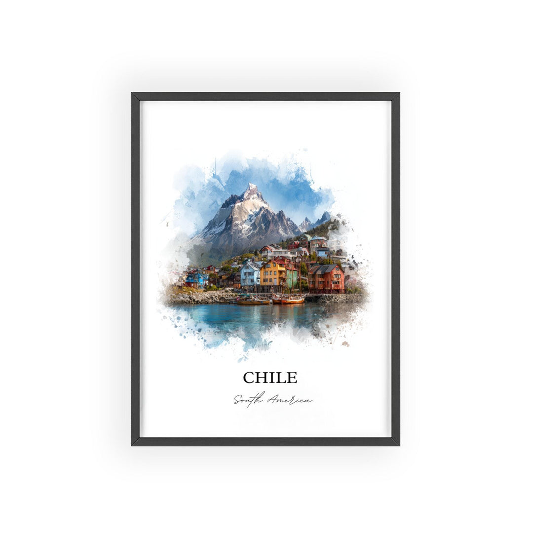 Chile Wall Art, Chile Print, Chile Watercolor Art, Chile Country Gift, Travel Print, Travel Poster, Housewarming Gift