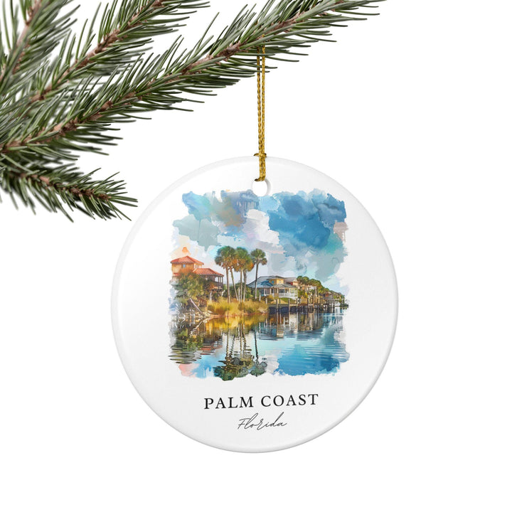 Palm Coast FL Ornament: Unique Palm Coast Souvenir, Palm Coast Florida Xmas Decor, and Authentic Florida Gift
