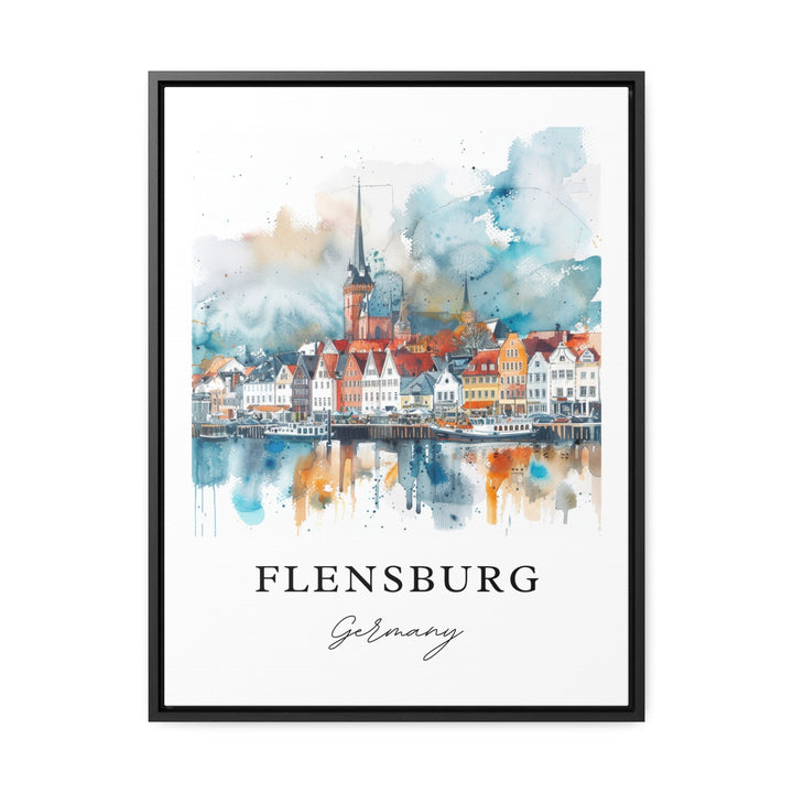 Flensburg Germany Art, Flensburg Print, Flensburg Watercolor Art, Flensburg Germany Gift,