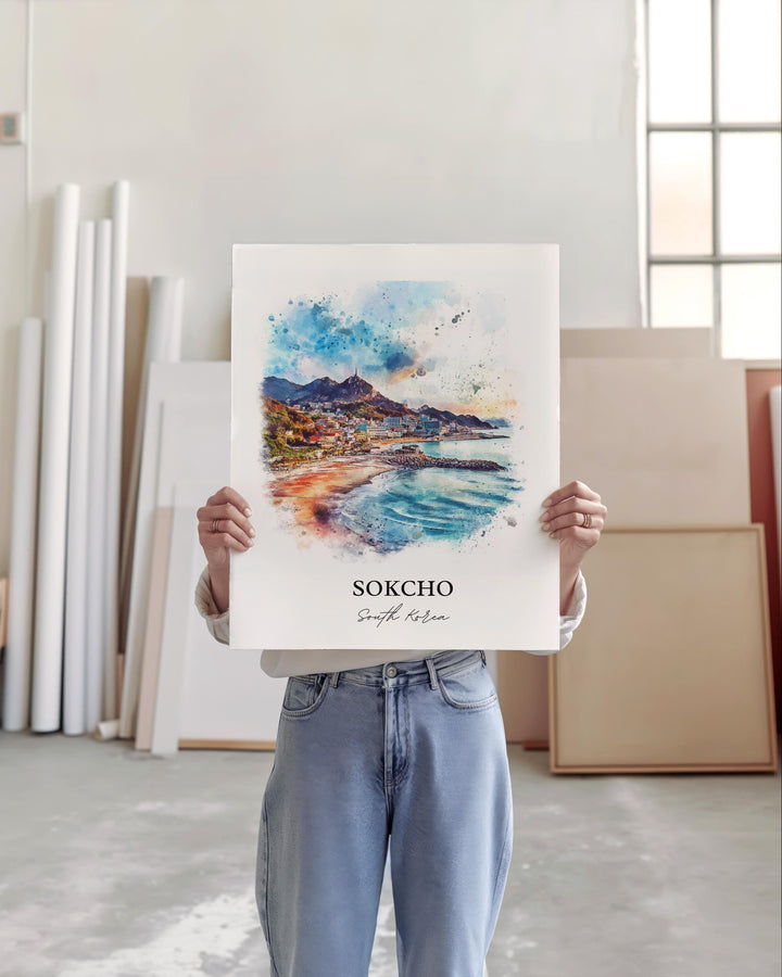 Sokcho-si Wall Art, Sokcho-si Print, South Korea Watercolor Art, Sokcho Gift, Travel Print, Travel Poster, Housewarming Gift