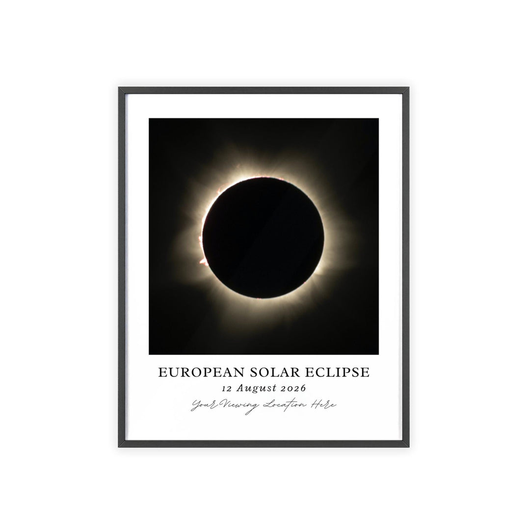 Solar Eclipse Wall Art, 2026 European Eclipse Poster Aug 12 Print, Custom Location