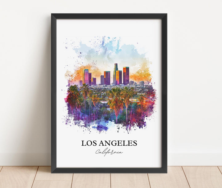 Los Angeles Wall Art, Los Angeles Skyline Print, LA Watercolor Art, Los Angeles Gift, Travel Print, Travel Poster, Housewarming Gift