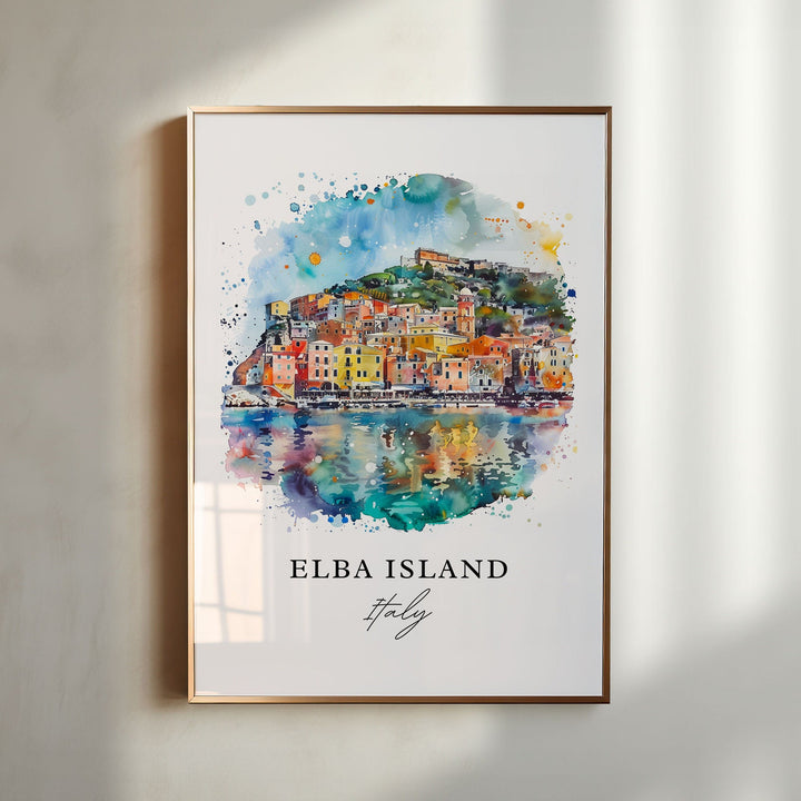 Elba Island Wall Art, Elba Island Print, Tyrrhenian Sea Watercolor, Elba Island Italy Gift,