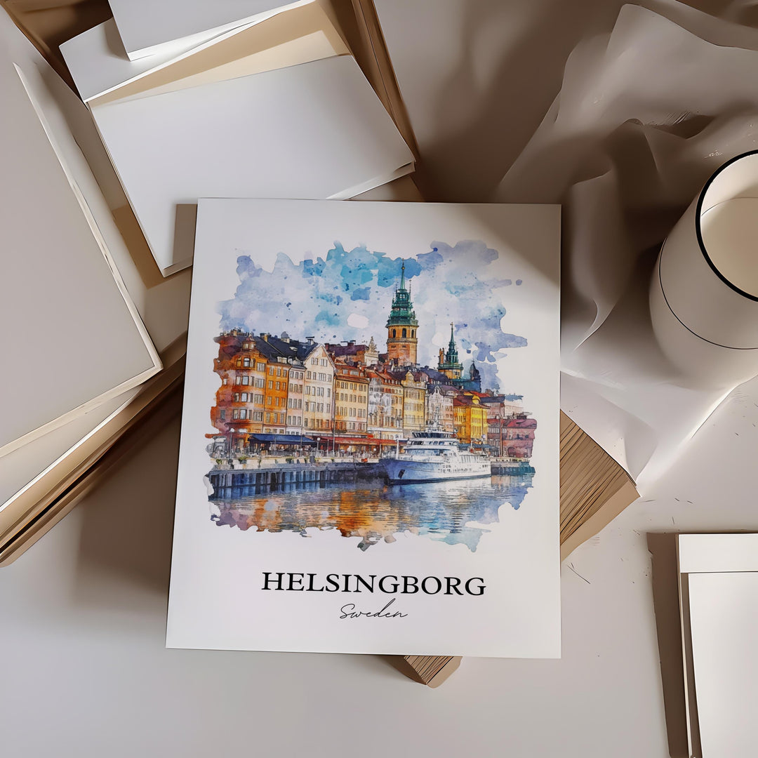 Helsinborg, Sweden – Watercolor Art Print