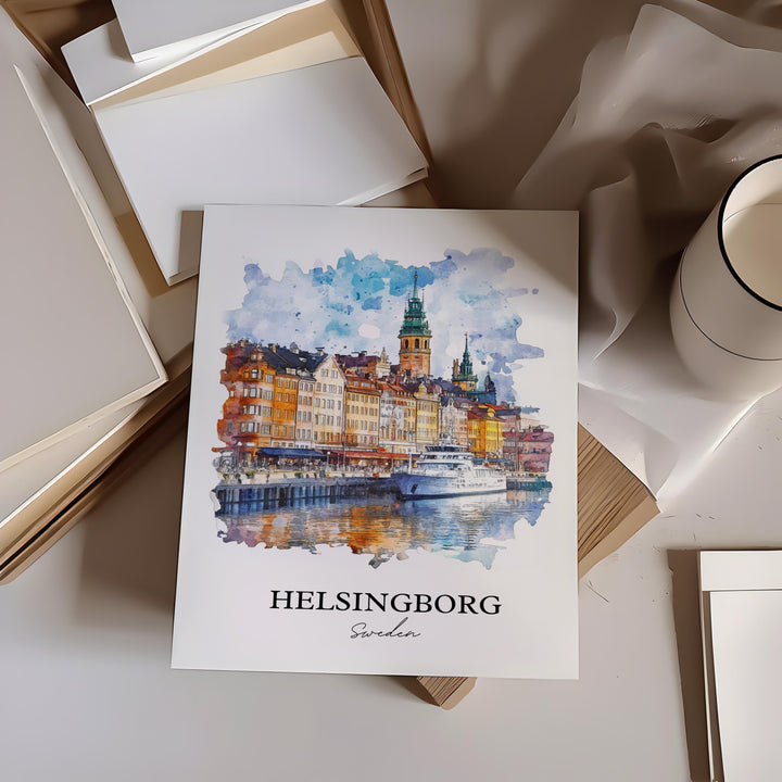 Helsinborg, Sweden – Watercolor Art Print