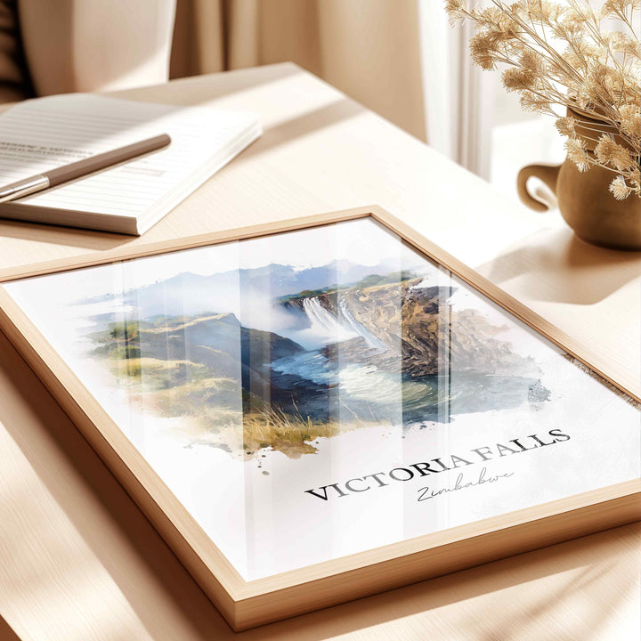 Victoria Falls, Zimbabwe – Watercolor Art Print