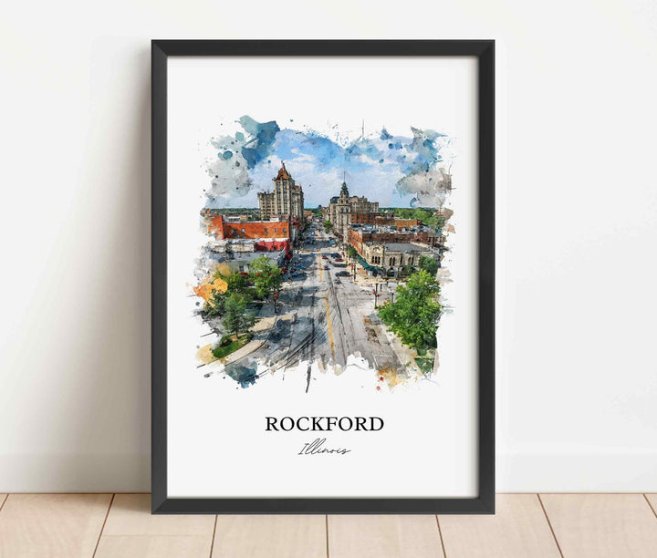 Rockford, Illinois – Watercolor Art Print