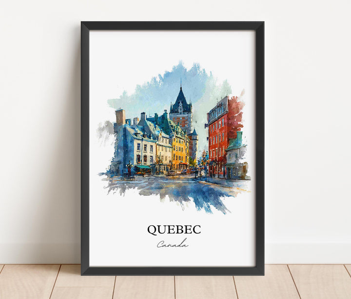 Quebec Wall Art, Quebec Print, Quebec Watercolor Art, Quebec Canada Gift, Canada Travel Print, Travel Poster, Housewarming Gift