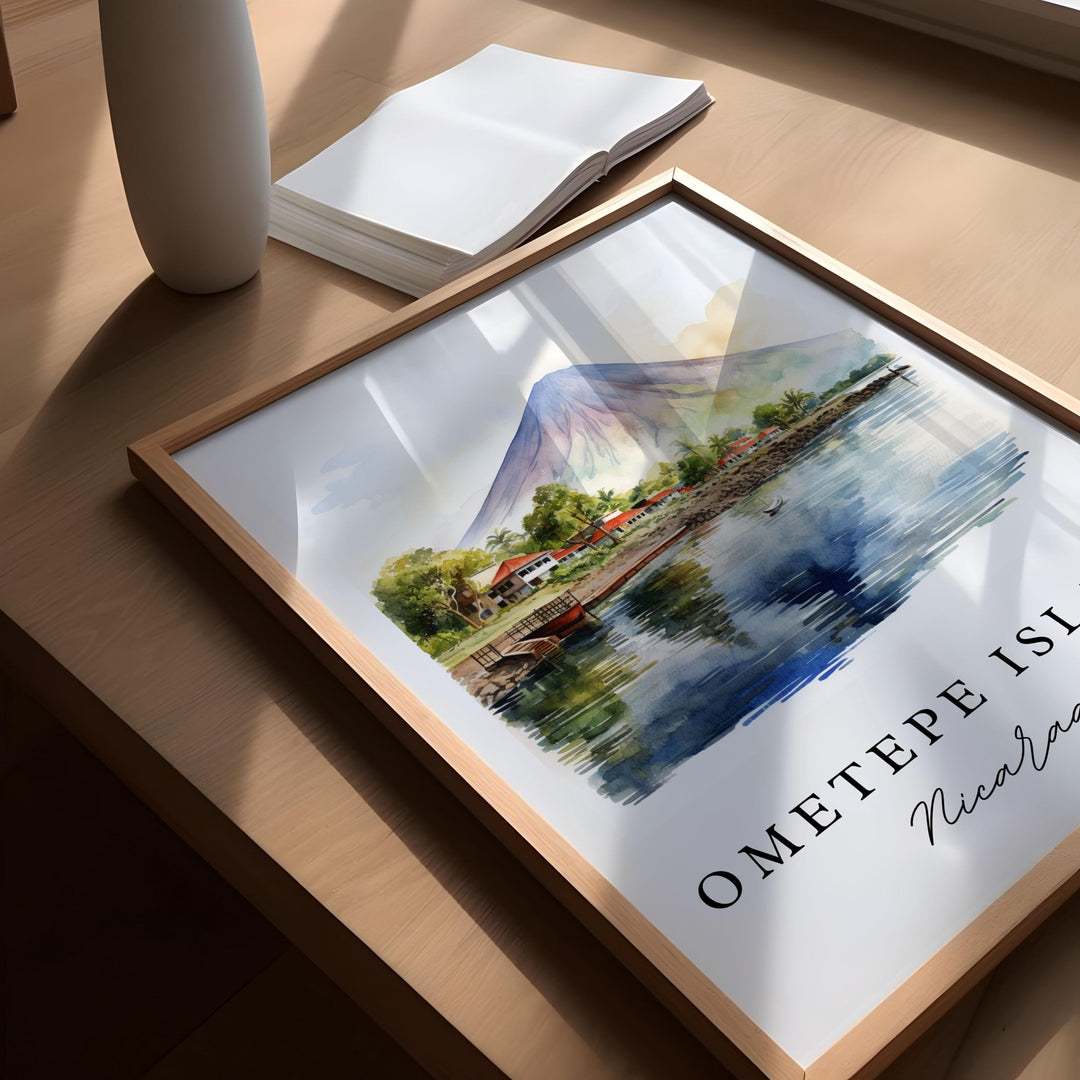 Ometepe Island wall art - Nicaragua, Ometepe poster, Lake Nicaragua Wedding gift, Birthday present, Custom Text, Personalized Gift