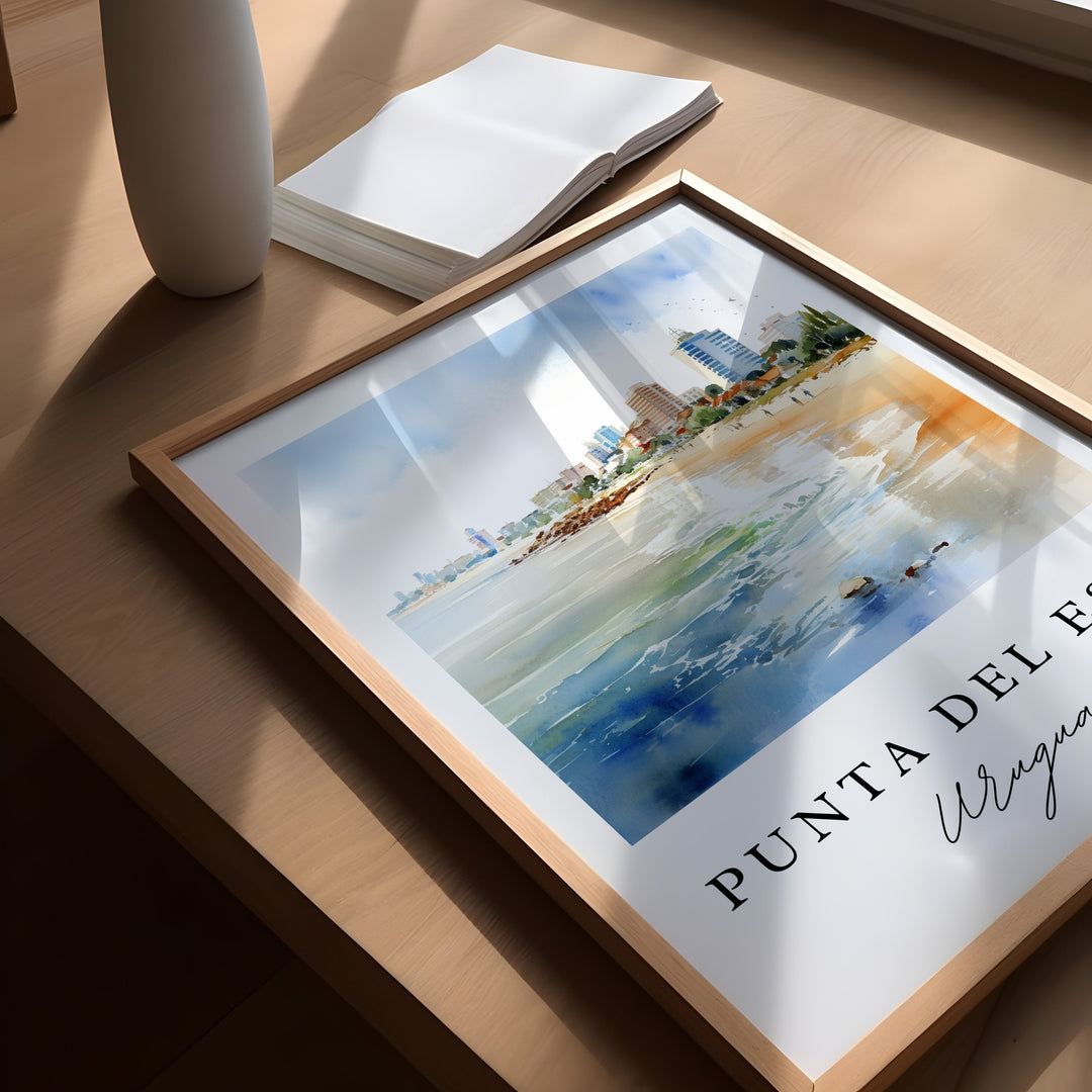 Punta del Este traditional travel art - Uruguay, Punta del Este poster, Wedding gift, Birthday present, Custom Text, Personalised Gift