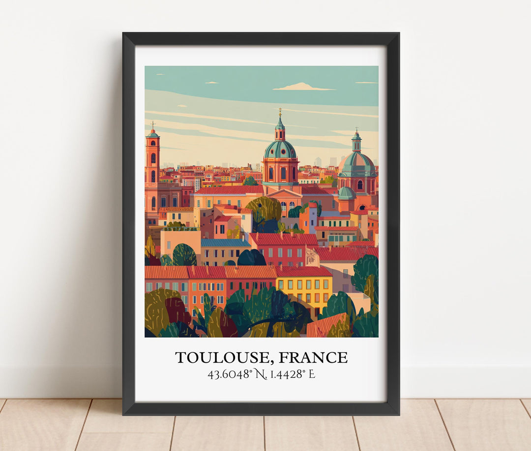 Toulouse France Art, Toulouse Retro Travel Art, Toulouse France Decor, France Gift, France Travel Art, Travel Prints, Housewarming Gift