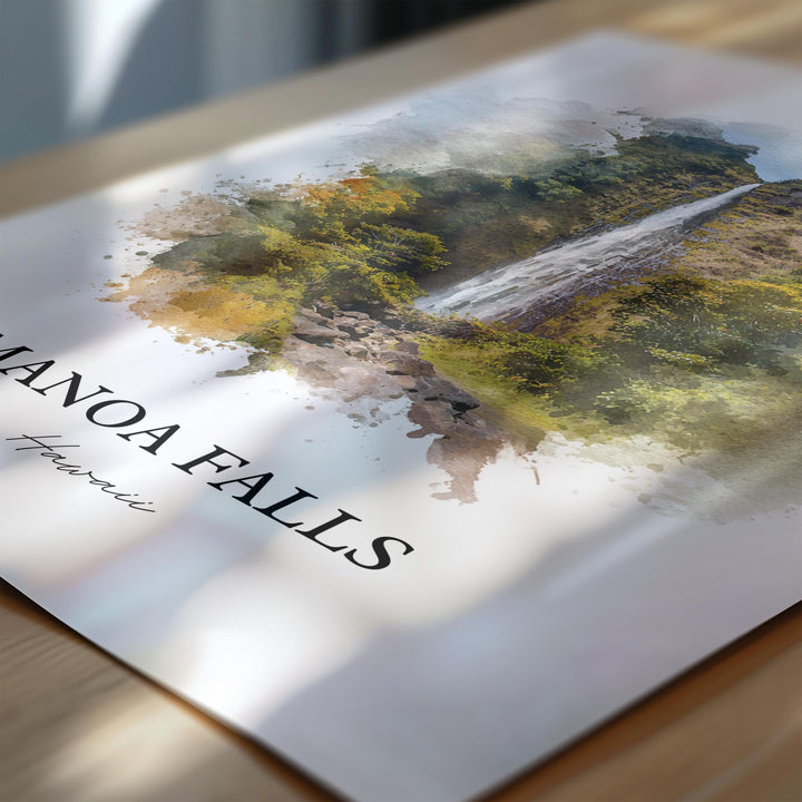 Manoa Falls Wall Art, Manoa Falls Print, Hawaii Watercolor Art, Manoa Falls Gift, Travel Print, Travel Poster, Housewarming Gift