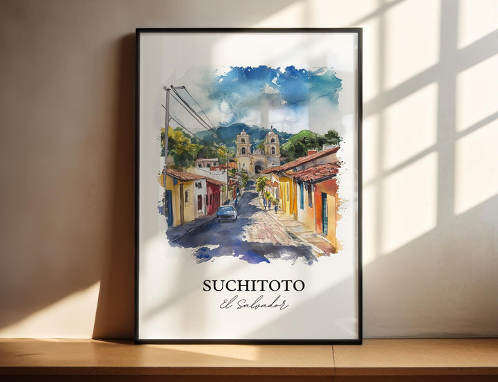 Suchitoto Wall Art, Cuscatlán Print, El Salvador Watercolor Art, Suchitoto Gift, Travel Print, Travel Poster, Housewarming Gift