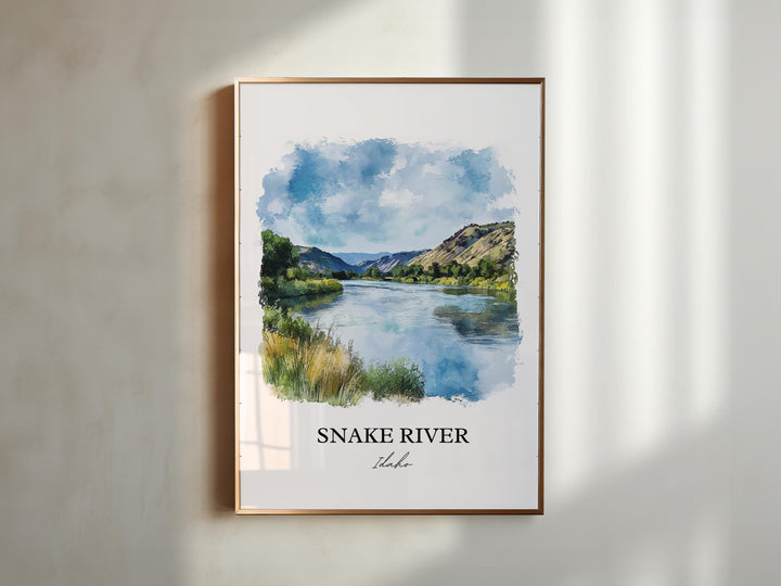 Snake River ID Wall Art, Columbia River Print, Idaho Watercolor Art, Snake River Gift, Travel Print, Travel Poster, Housewarming Gift