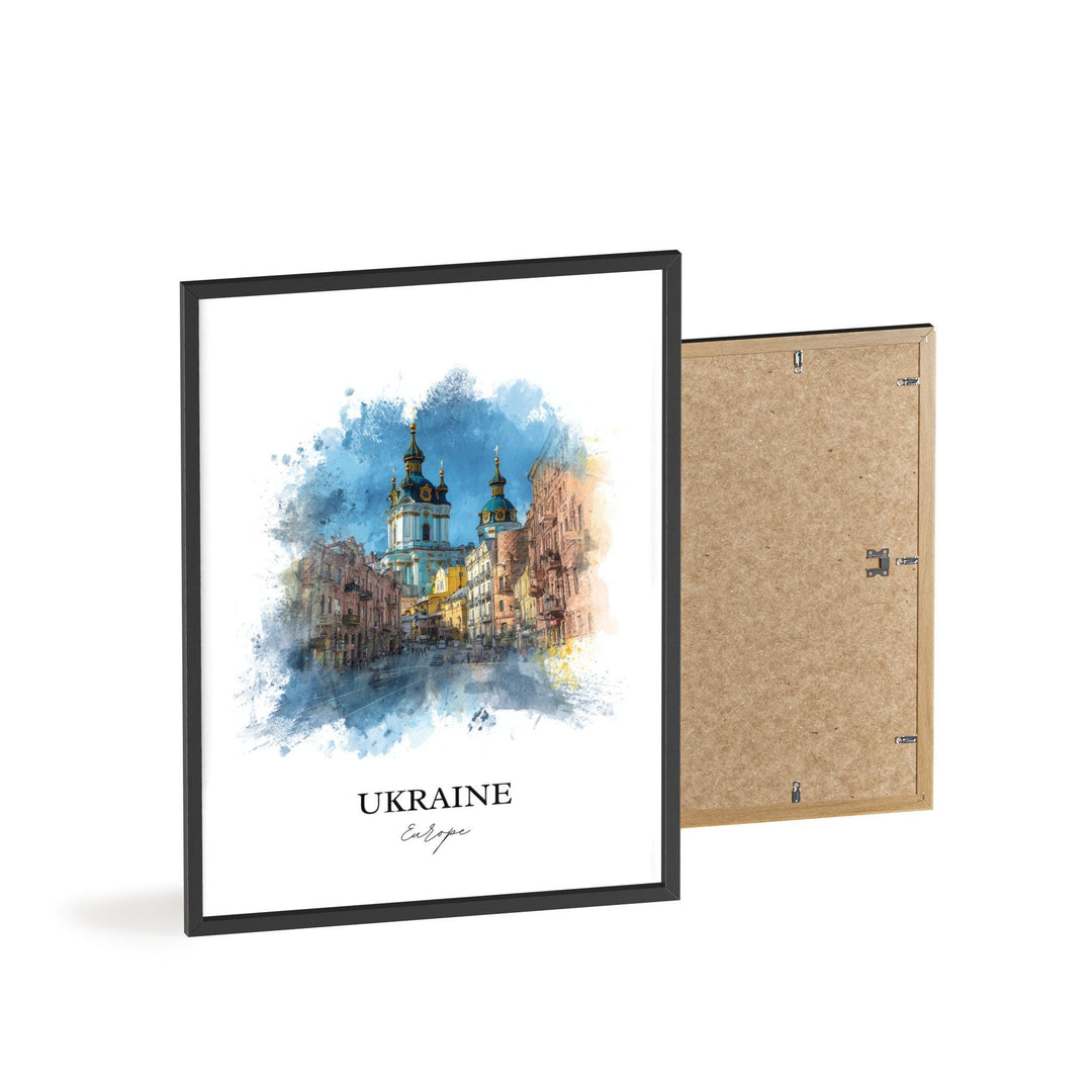 Ukraine Wall Art, Ukraine Print, Kyiv Watercolor Art, Ukraine Country Gift, Travel Print, Travel Poster, Housewarming Gift