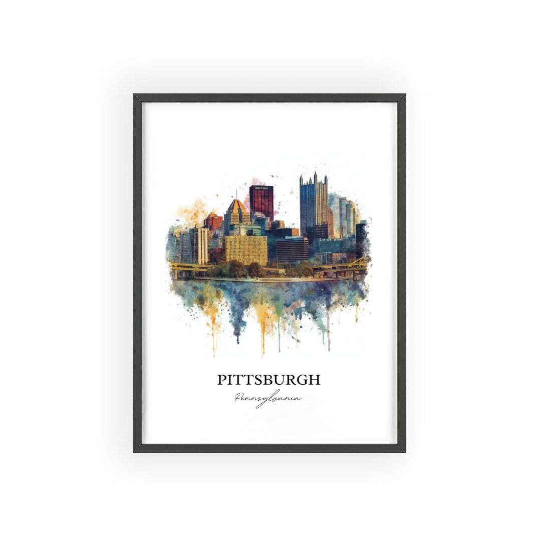 Pittsburgh, Pennsylvania Wall Art, Pittsburgh Print, Pittsburgh PA Watercolor Art, Pennsylvania Gift, Travel Print, Travel Poster, Housewarming Gift
