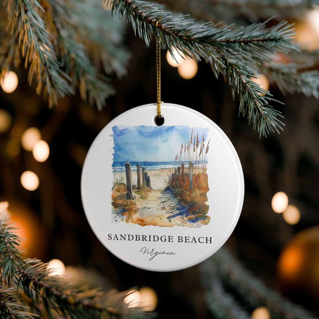 Sandbridge Beach Ornament: Unique Sandbridge Beach Souvenir, Sandbridge Beach Xmas Decor, and Authentic Virginia Gift