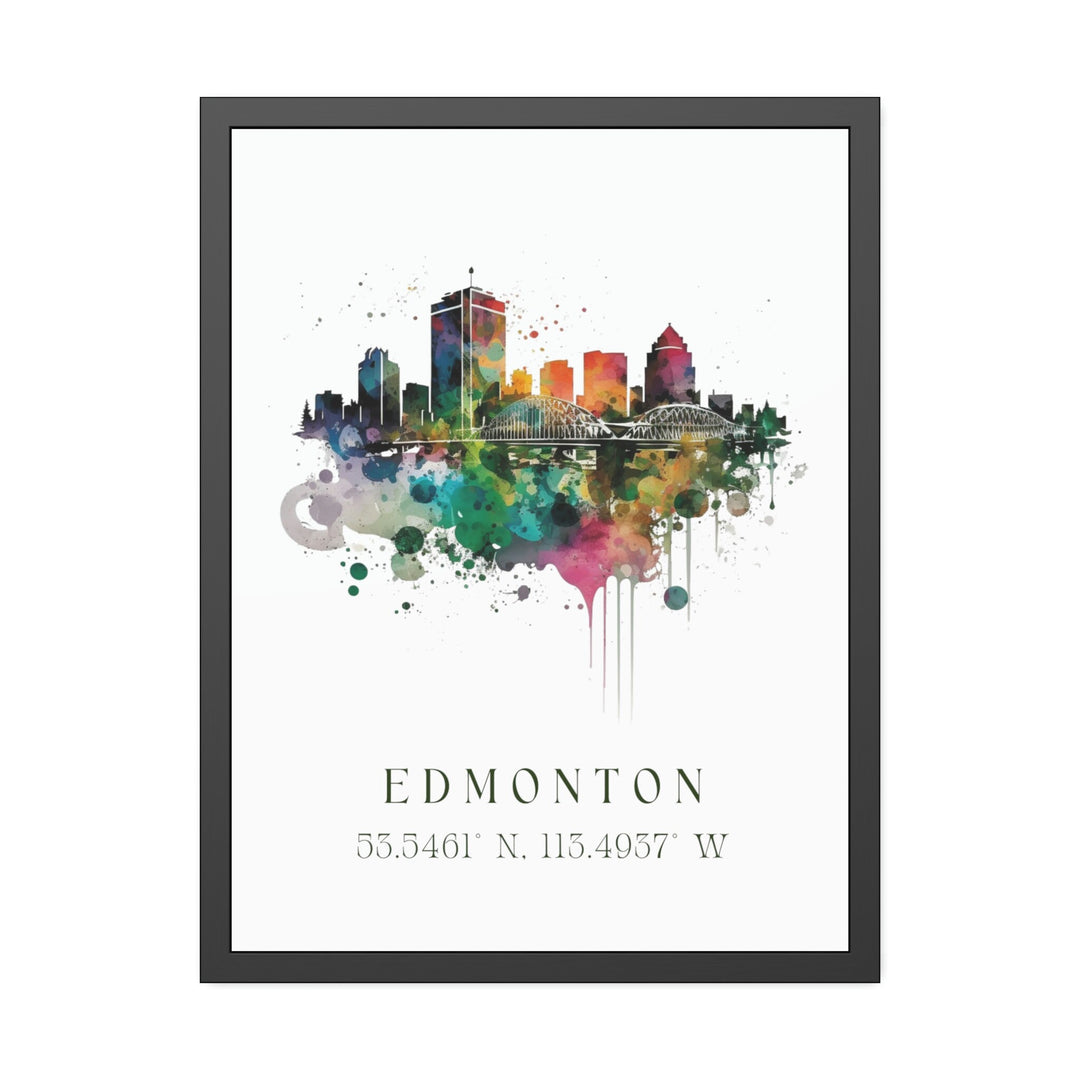 Edmonton traditional travel art - Canada, Edmonton poster, Wedding gift, Birthday present, Custom Text, Personalised Gift