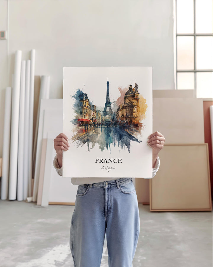 France Wall Art, France Print, France Watercolor Art, France Country Gift, Travel Print, Travel Poster, Housewarming Gift