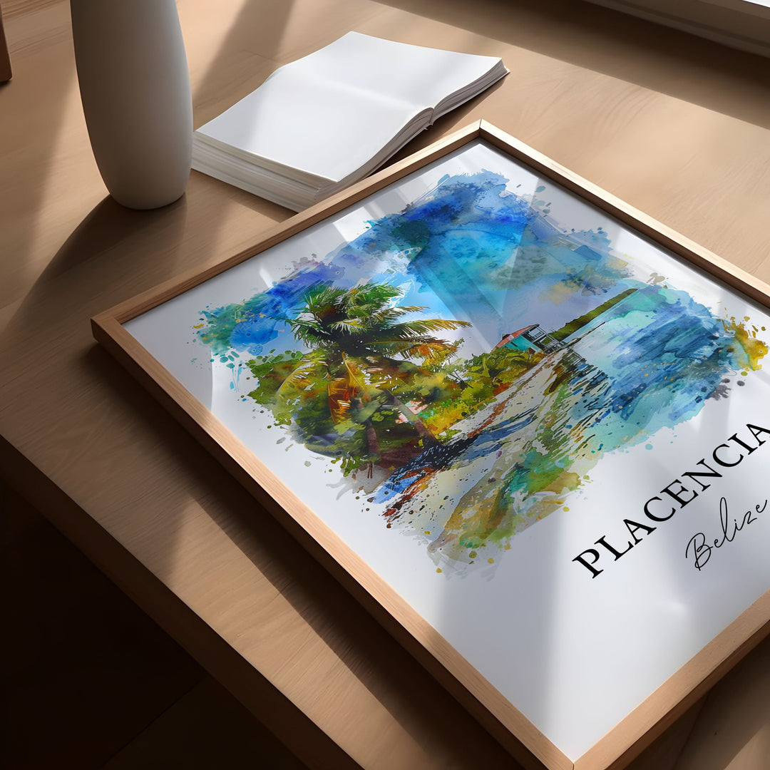 Placencia Wall Art, Placencia Belize Print, Placencia Watercolor, Placencia Belize Gift,