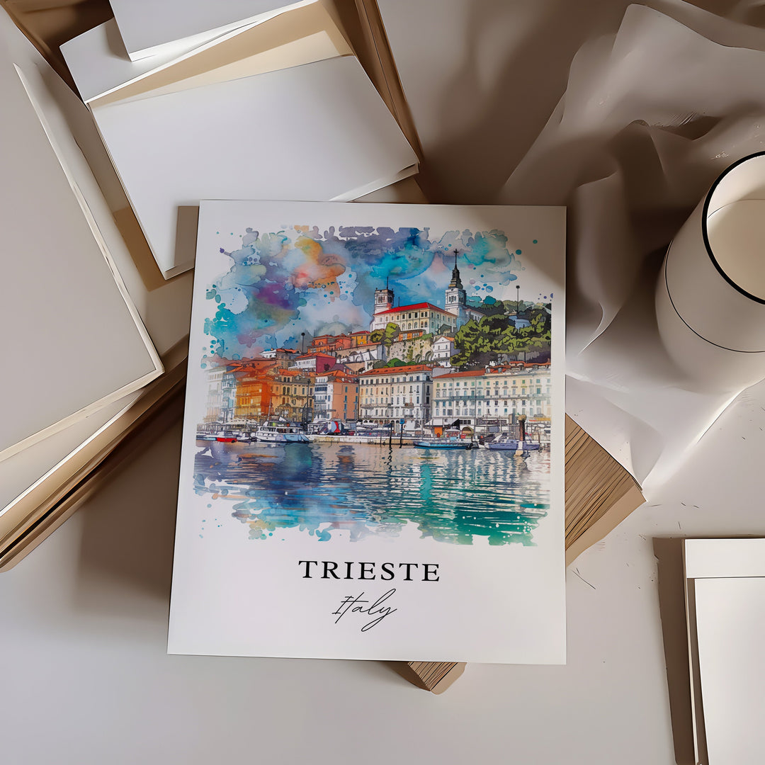 Trieste Italy Wall Art, Trieste Print, Trieste Italy Watercolor, Trieste Italia Gift,