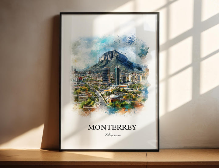 Monterrey Mexico Wall Art, Nuevo León Print, Mexico Watercolor Art, Monterrey MX Gift, Travel Print, Travel Poster, Housewarming Gift