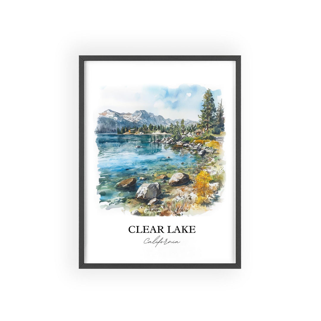 Clear Lake CA Wall Art, Napa County Print, California Watercolor Art, Clear Lake Gift, Travel Print, Travel Poster, Housewarming Gift