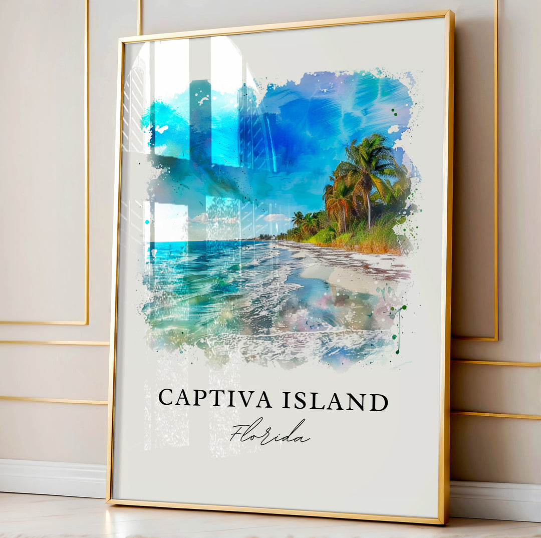 Captiva Island Wall Art, Captiva Island Print, Captiva FL Watercolor, Fort Myers FL Gift, Travel Poster, Housewarming Gift
