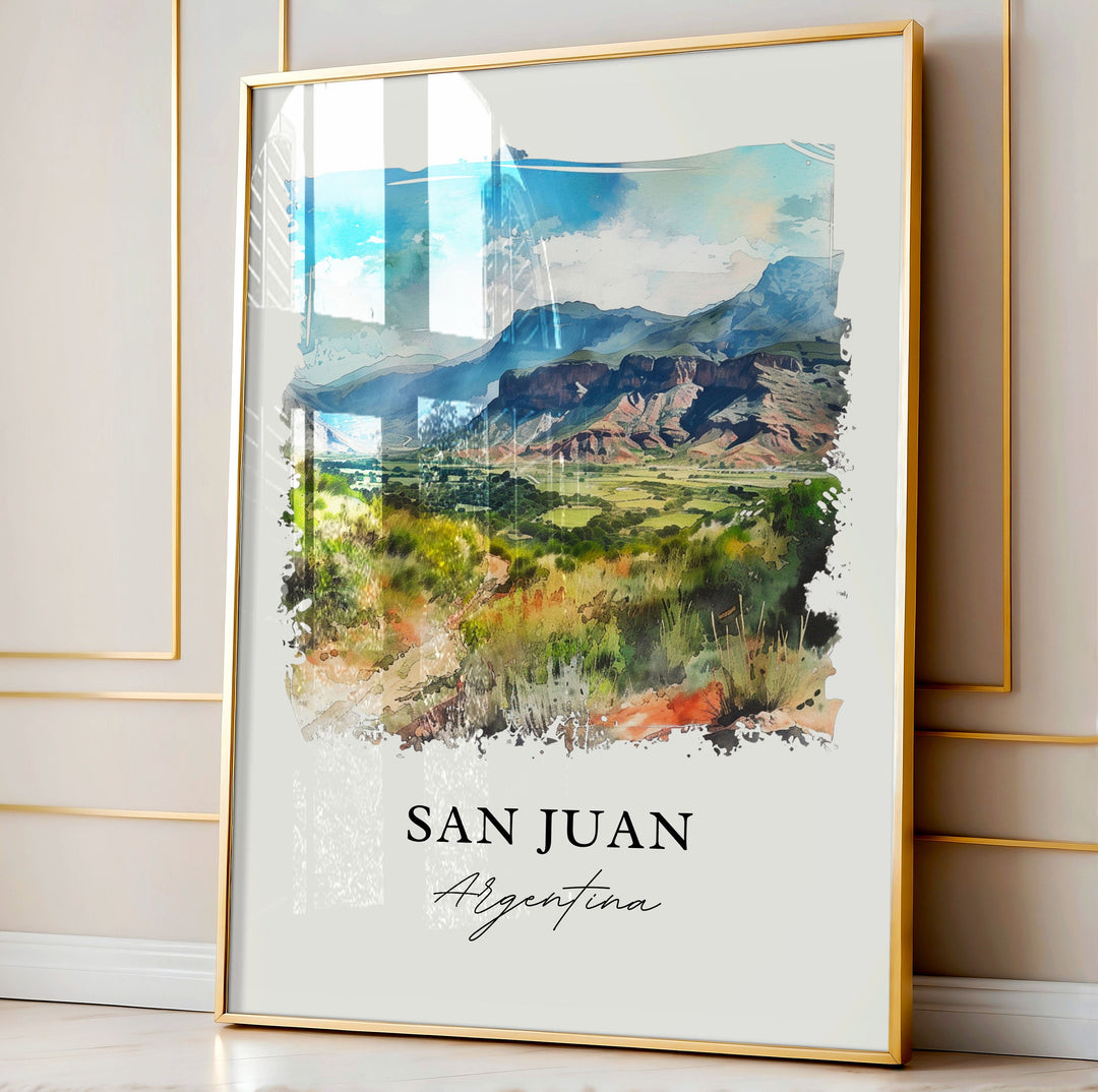 San Juan Argentina Art, San Juan Print, Argentina Watercolor, Argentina Gift,