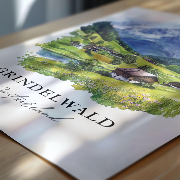 Grindelwald Wall Art, Grindelwald Switzerland Print, Bernese Alps Artwork, Jungfrau Gift, Travel Print, Travel Poster, Housewarming Gift