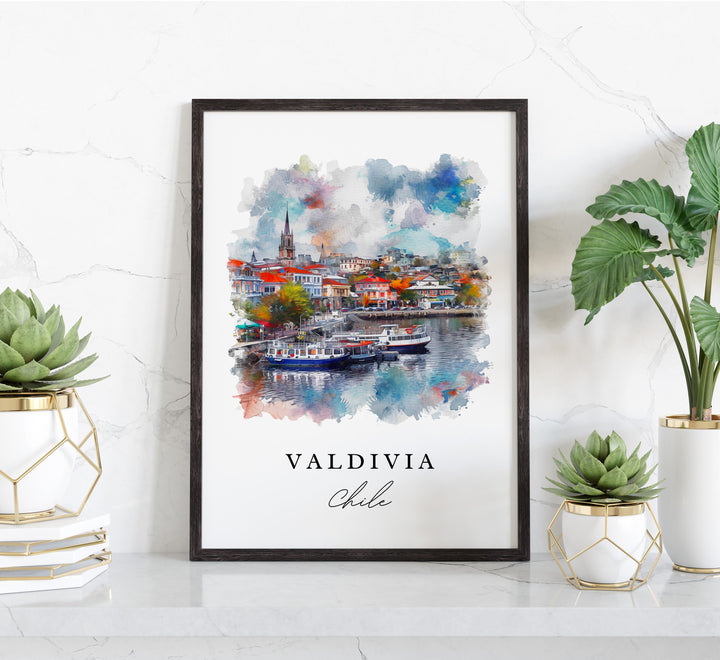 Valdivia Chile wall art - Chile, Valdivia print, Valdivia Wedding gift, Southern Chile Birthday present, Custom Text, Perfect Gift