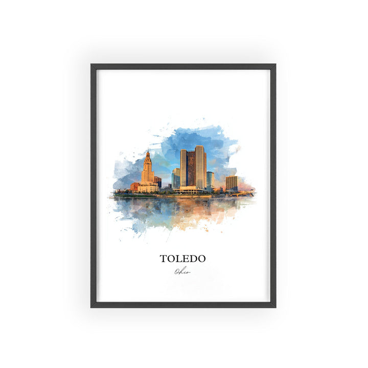 Toledo, Ohio Wall Art, Toledo Print, Toledo Ohio Watercolor Art, Toledo Ohio Skyline Gift, Travel Print, Travel Poster, Housewarming Gift