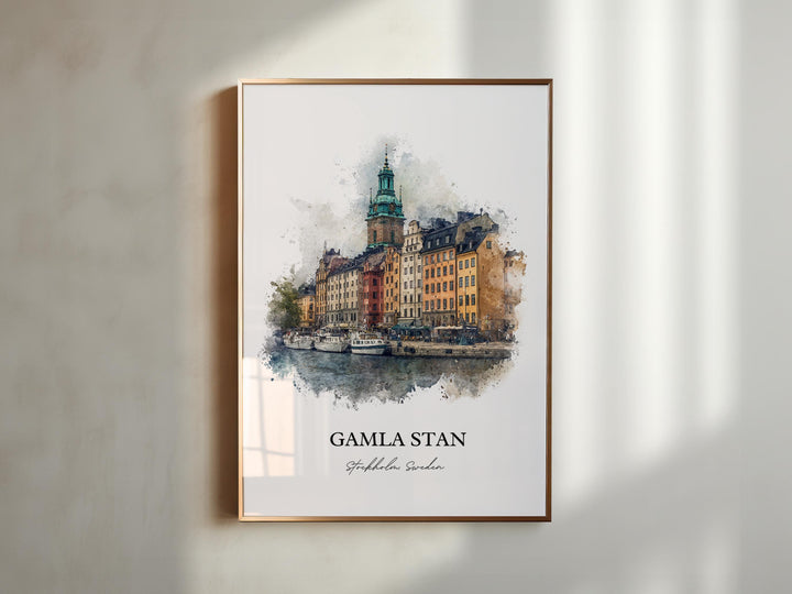 Gamla Stan, Sweden – Watercolor Art Print