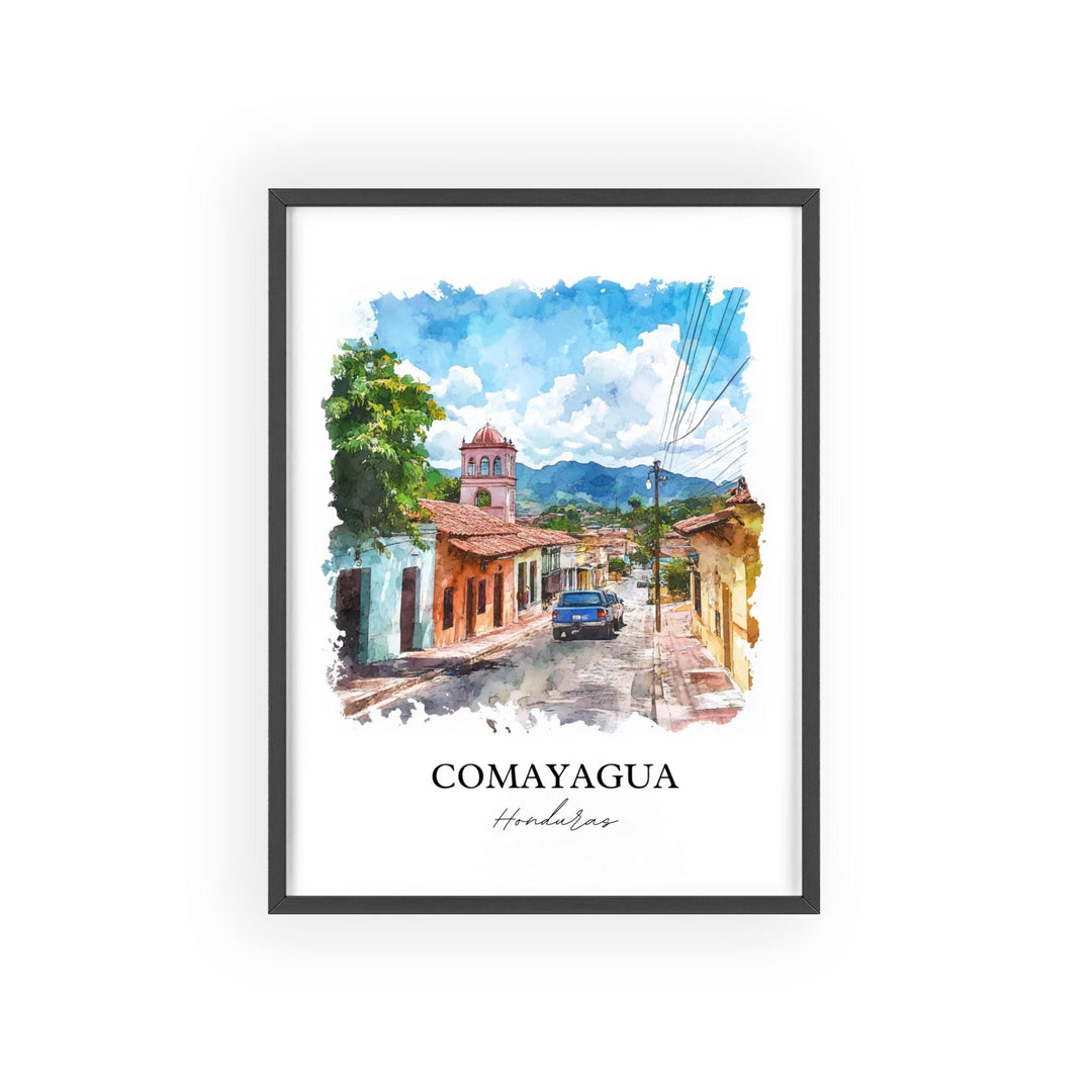 Comayagua Wall Art, Honduras Print, Honduras Watercolor Art, Comayagua Gift, Travel Print, Travel Poster, Housewarming Gift