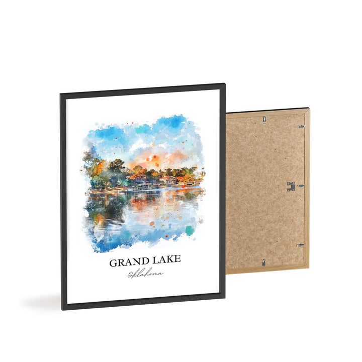 Grand Lake OK Wall Art, Ozark Mountains Print, Oklahoma Watercolor Art, Grand Lake OK Gift, Travel Print, Travel Poster, Housewarming Gift