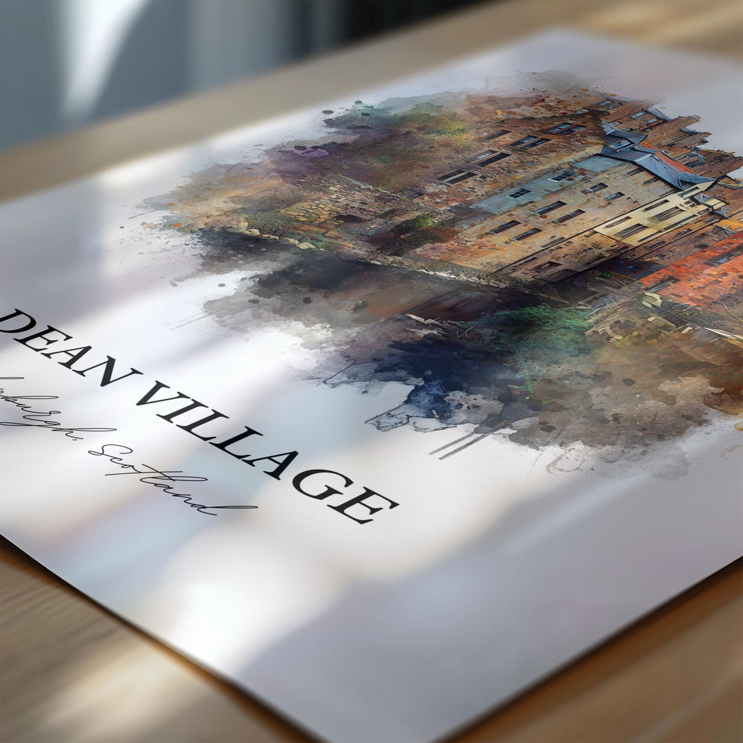 Dean Village, Edinburgh, Scotland – Watercolor Art Print