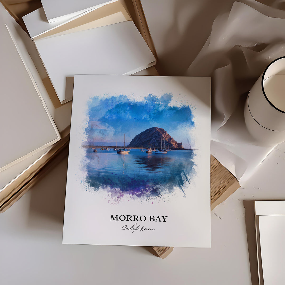 Morro Bay, CA – Watercolor Art Print
