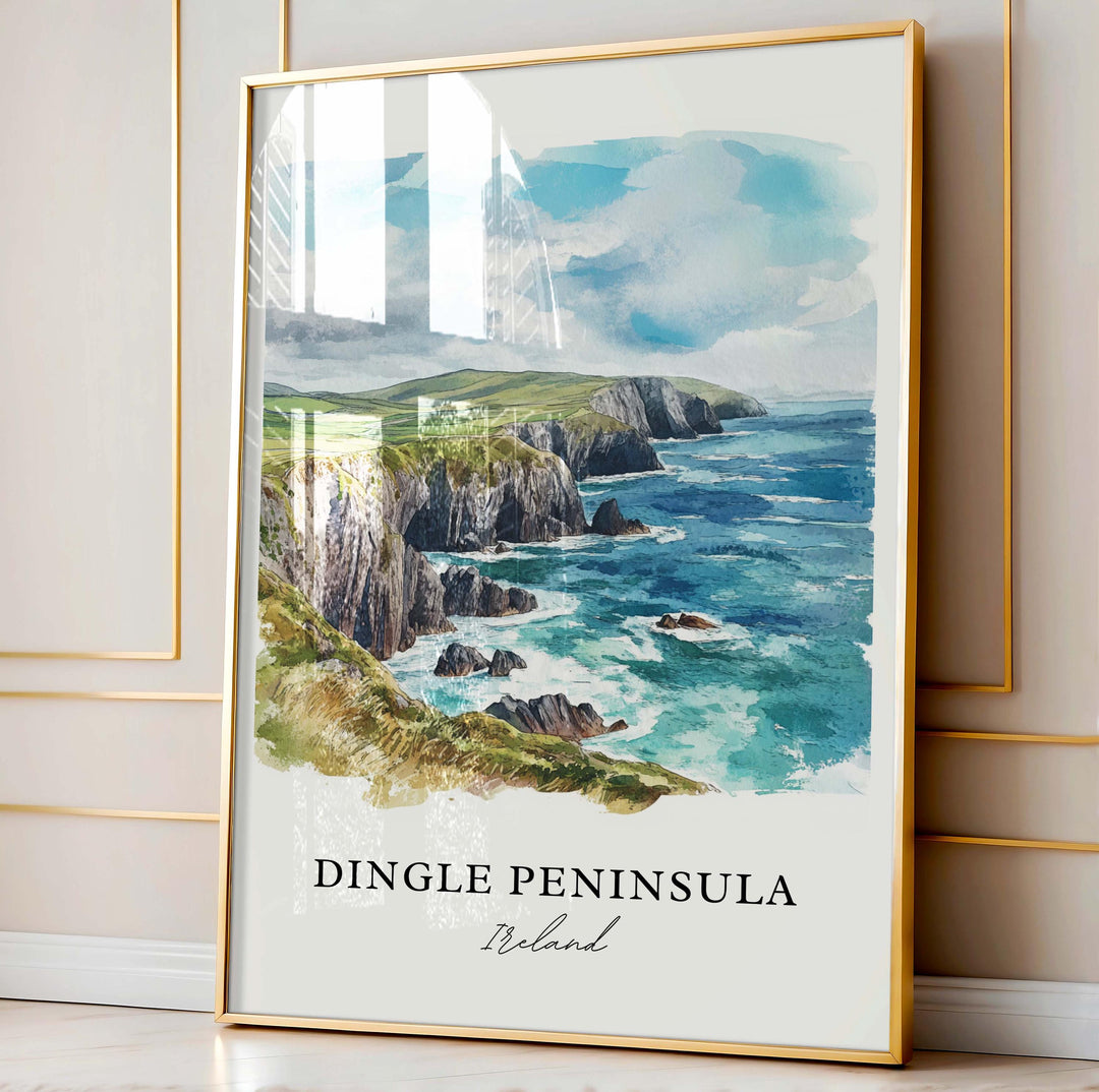 Dingle Peninsula Wall Art, Dingle Ireland Print, Dingle Watercolor Art, Dingle Ireland Gift,