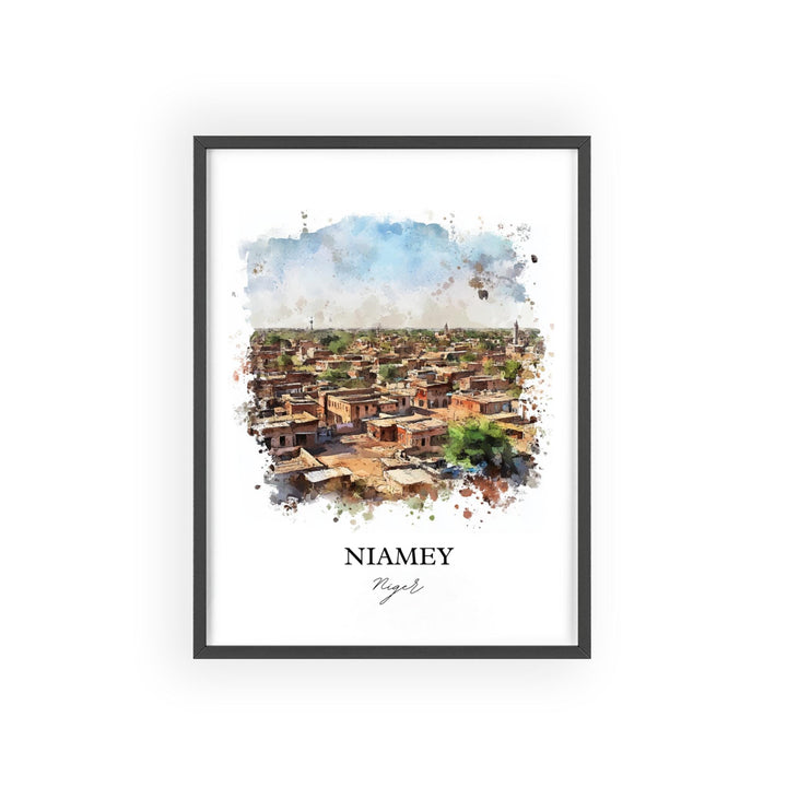 Niamey Wall Art, Niamey Niger Print, Niger Watercolor Art, Niger Africa Gift, Travel Print, Travel Poster, Housewarming Gift