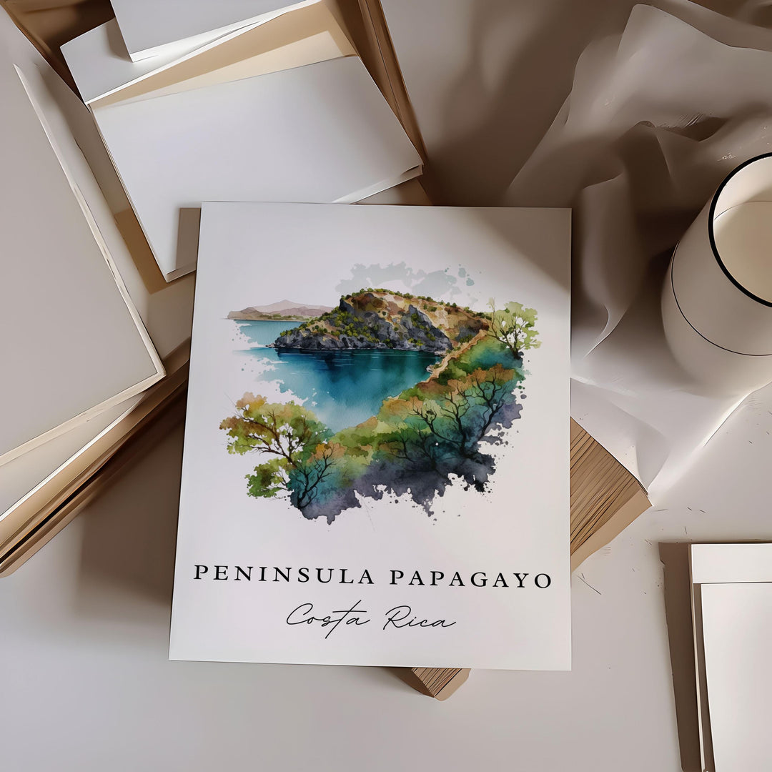 Peninsula Papagayo wall art - Costa Rica, Papagayo poster, Guanacaste CR Wedding gift, Birthday present, Custom Text, Personalised Gift