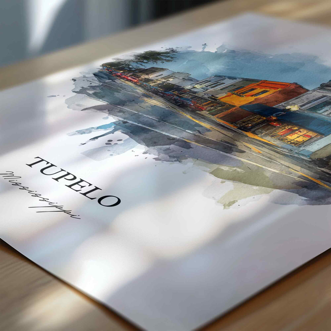 Tupelo, Mississippi – Watercolor Art Print