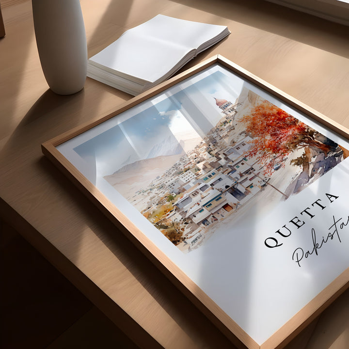 Quetta traditional travel art - Pakistan, Quetta poster print, Wedding gift, Birthday present, Custom Text, Perfect Gift