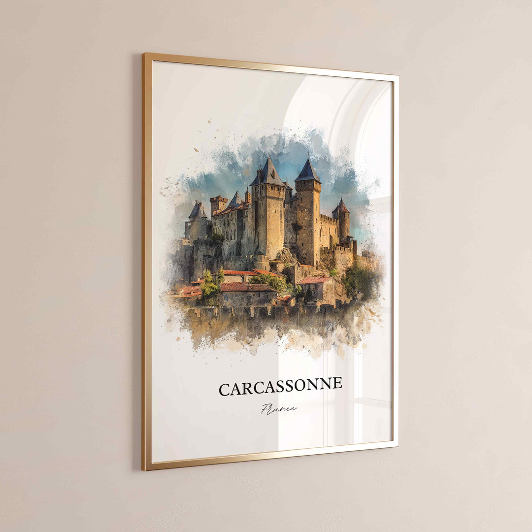 Carcassonne, France – Watercolor Art Print