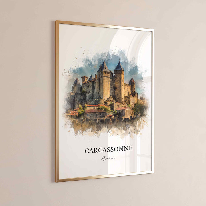 Carcassonne, France – Watercolor Art Print
