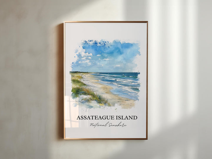 Assateague Island Art, Assateague Print, Virginia Watercolor Art, Assateague Island Gift, Travel Print, Travel Poster, Housewarming Gift